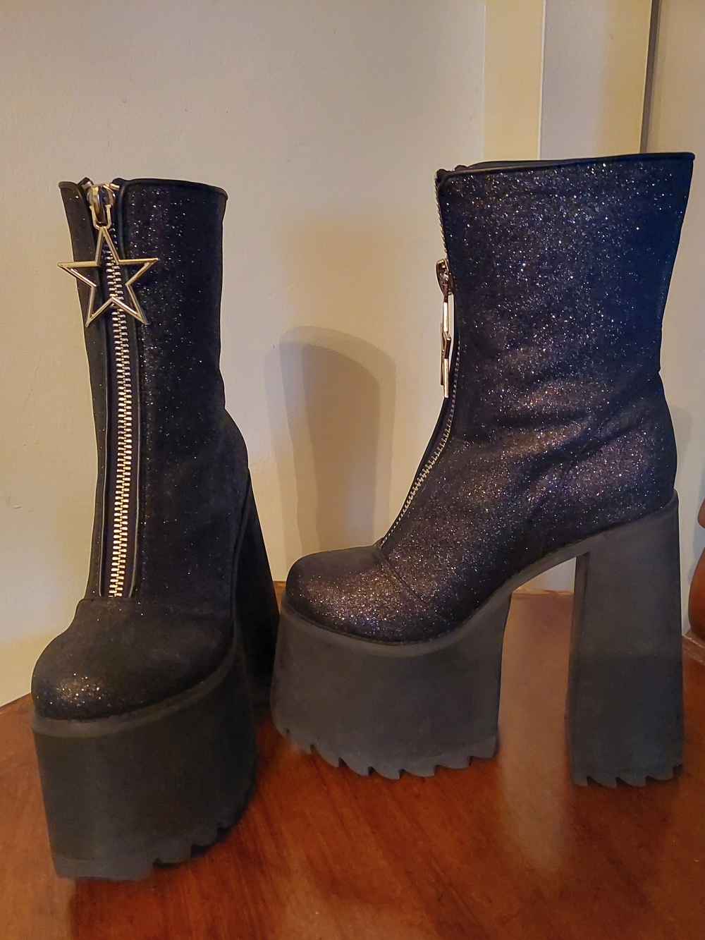 Black Platform Women's Mid Calf Boots - Size 6M